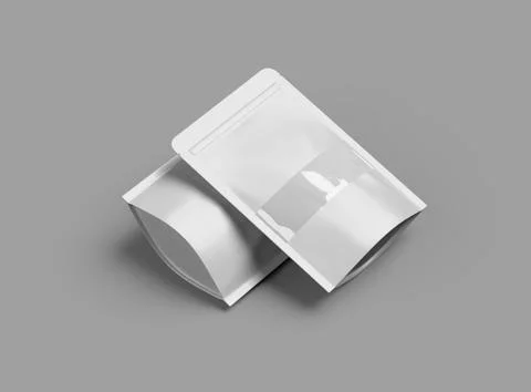 3D render of a glossy doypack with the window hole on a light background Stock Illustration