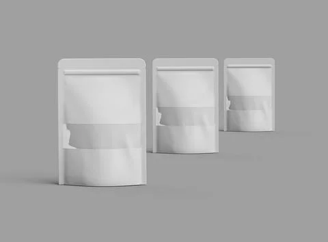 3D render of a glossy doypack with the window hole on a light background Stock Illustration