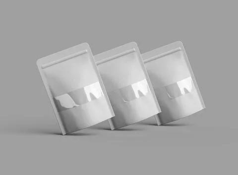 3D render of a glossy doypack with the window hole on a light background Stock Illustration