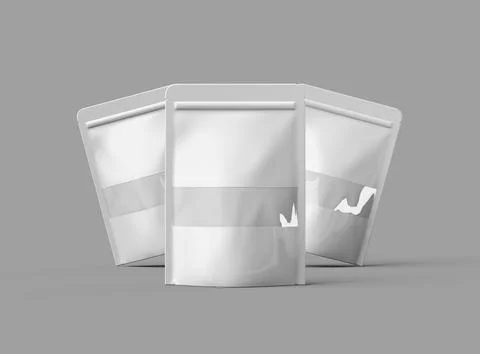 3D render of a glossy doypack with the window hole on a light background Stock Illustration