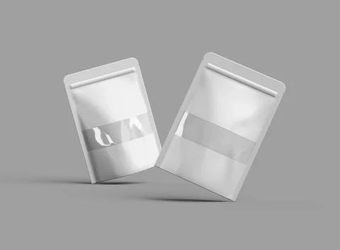 3D render of a glossy doypack with the window hole on a light background Stock Illustration