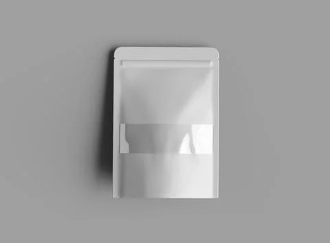 3D render of a glossy doypack with the window hole on a light background Stock Illustration
