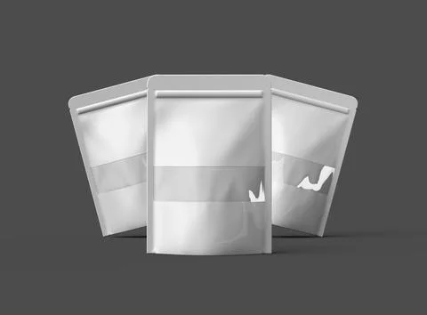 3D render of a glossy generic, doypack with the window hole on a dark background Stock Illustration