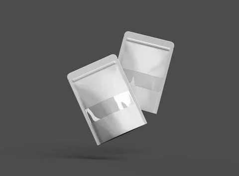 3D render of a glossy generic, doypack with the window hole on a dark background Stock Illustration
