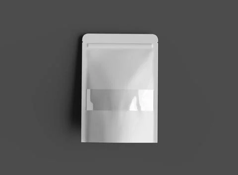 3D render of a glossy generic, doypack with the window hole on a dark background Stock Illustration