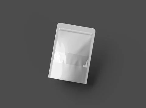 3D render of a glossy generic, doypack with the window hole on a dark background Stock Illustration