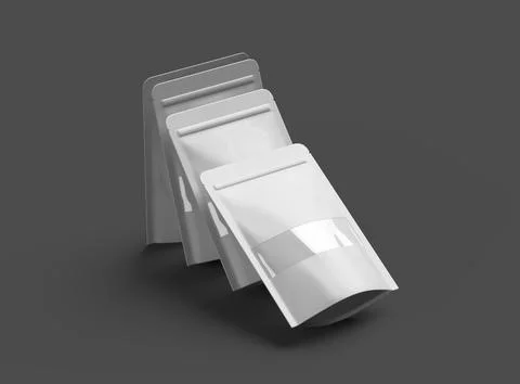 3D render of a glossy generic, doypack with the window hole on a dark background Stock Illustration