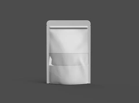 3D render of a glossy generic, doypack with the window hole on a dark background Stock Illustration