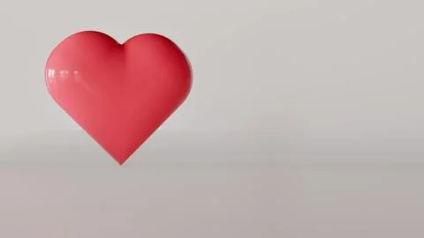 3d render of glossy red heart and white background Stock Illustration