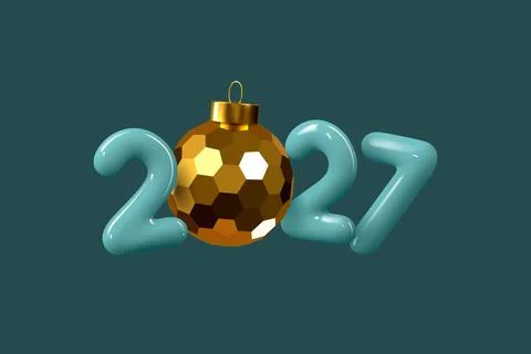 3D render of glossy turquoise 2027 numbers イラスト素材