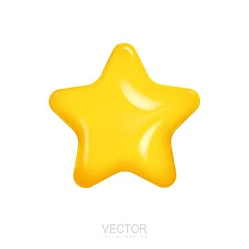 3d render of a glossy yellow star on a white background. Realistic 3d desig.. Stock Illustration