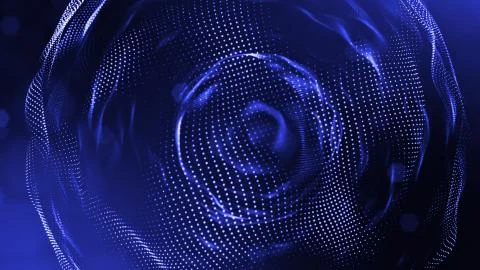3d render of glow blue particles in air as science fiction of microcosm or macro Stock Illustration