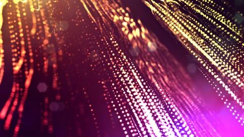 3d render of glow purple particles in air as science fiction of microcosm or Illustrazione stock