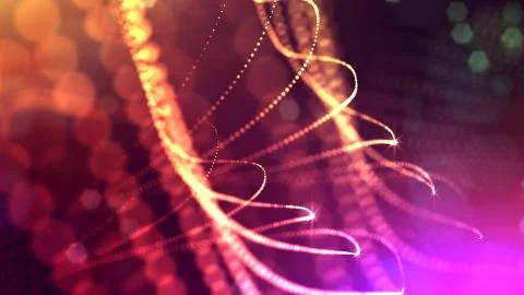 3d render of glow purple particles in air as science fiction of microcosm or Stock Illustration