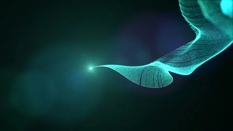 3d render of glowing abstract digital wave particle trails with depth of field Stock Footage 136302747