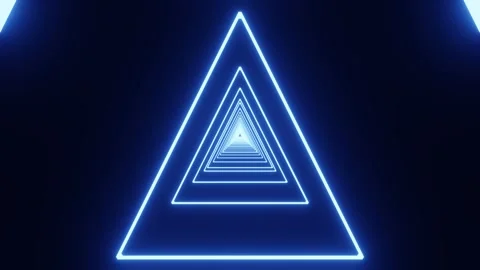 3D render of glowing blue triangle tunnel animation Stock Footage 309123063
