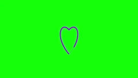 3D render of glowing heart outline on green screen background for chroma key Stock Footage 336180238