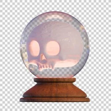 3D render of a glowing human skull trapped inside a transparent glass cryst.. Stock-Illustration