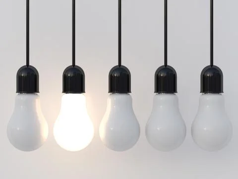 3d render of glowing light incandescent bulbs Stock-Illustration