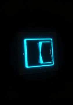 3d render of a glowing light switch on black background (1) イラスト素材