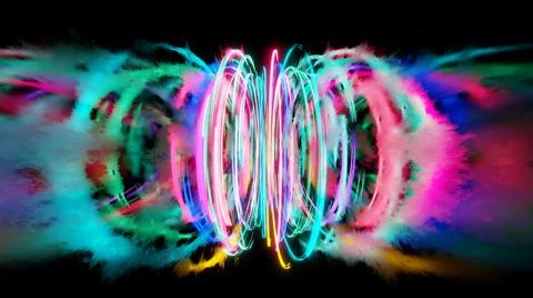 3d render, glowing lines, reflection, abstract background Stock Illustration