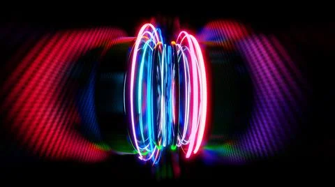 3d render, glowing lines, reflection, abstract background Illustrazione stock