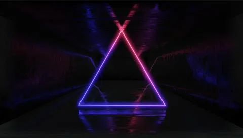 3d render, glowing lines, tunnel, neon lights, virtual reality, abstract back Stock Illustration
