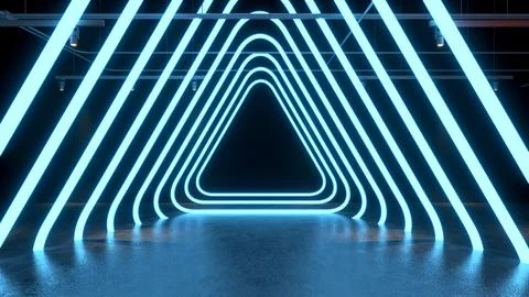 3D render Glowing neon lighting on floor reflection for future premium prod.. Stock-Illustration