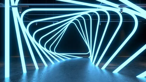 3D render Glowing neon lighting on floor reflection for future premium prod.. Stock-Illustration