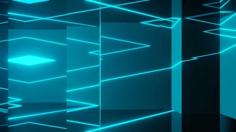 3d render glowing neon travelling in endless tunnel abstract seamless background Vidéo 235897757