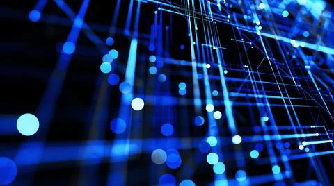 3d render. Glowing particles. Abstract background as technological concept with Stock Illustration