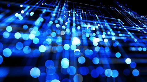 3d render. Glowing particles. Abstract background as technological concept with Stock Illustration