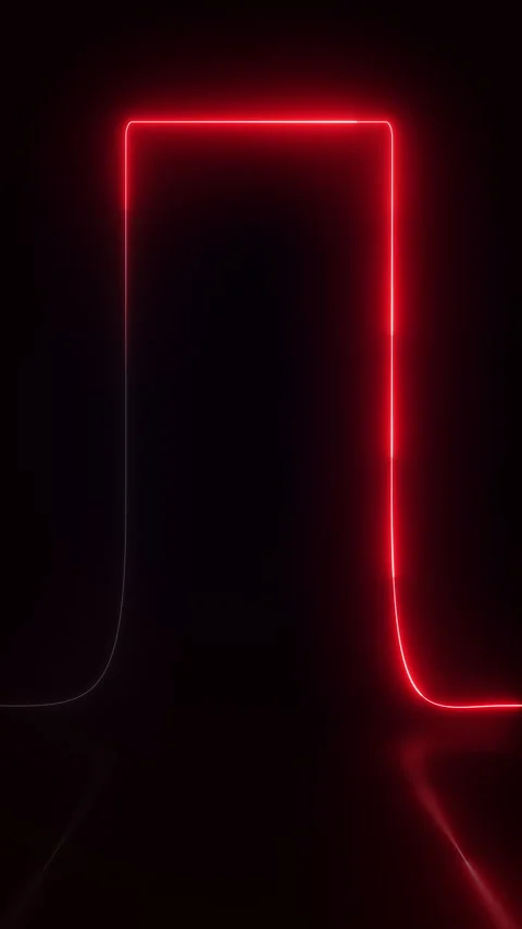 3D render, Glowing red neon line abstract background. Vertical video loop Stock Footage 327392480