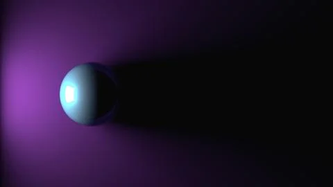 3D Render Glowing Sphere Casting Long Dramatic Shadow on Purple Stock Illustration