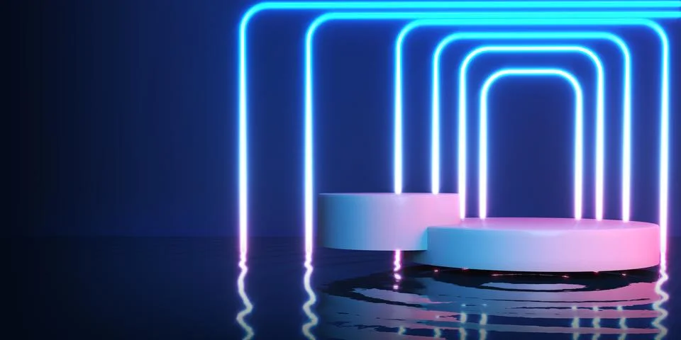 3D render glowing stage and reflection for premium product future technolog.. Stock-Illustration