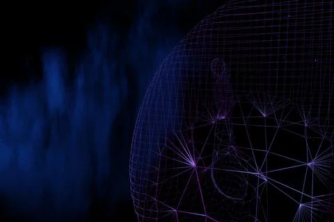 3d render of glowing wormhole structure with whispy dust cloud in space イラスト素材