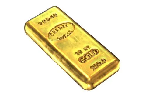 3D render of Gold Bar isolated on white Stock Illustration
