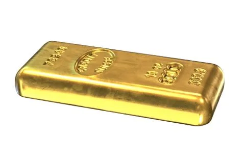 3D render of Gold Bar isolated on white Stock Illustration