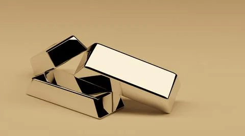 3D render gold bars on a light background Ilustración de archivo