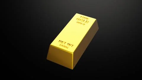 3d render of gold brick gold bar Financial concept, studio shots Ilustración de archivo