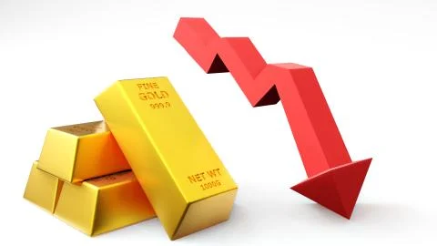 3d render of gold brick gold bar with graph Financial concept Stock Illustration