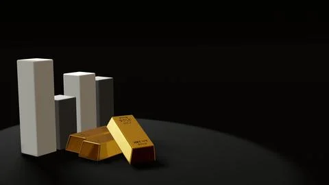 3d render of gold brick gold bar Financial concept, studio shots Illustrazione stock