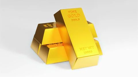 3d render of gold brick gold bar Financial concept, studio shots Stock Photos