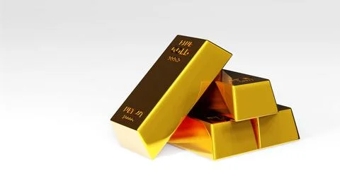 3d render of gold brick gold bar Financial concept, studio shots Stock Photos
