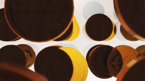 3d render gold coin drop down for business or money concept Stock Footage 129831580