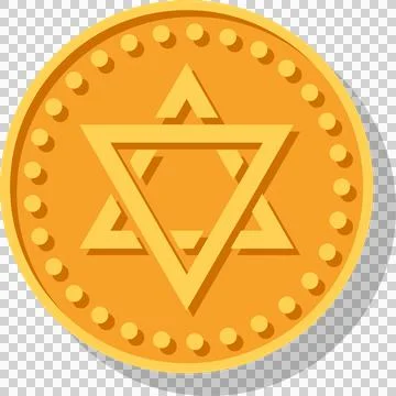 3D render gold coin is floating on transparent background with studded rim, Stock Illustration