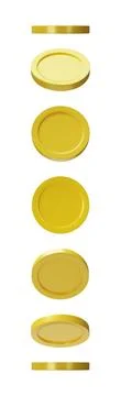 3D Render Gold Coins in different vertical view Stock Illustration