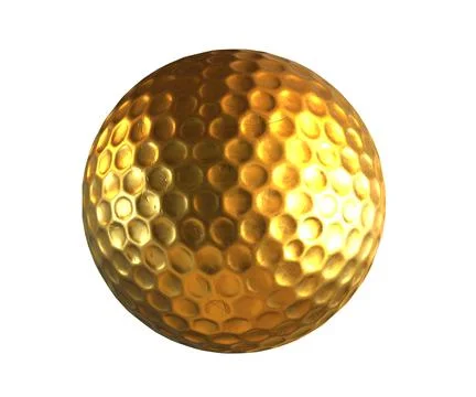 3D Render of Gold Golf Ball isolated on white. Stock Illustration