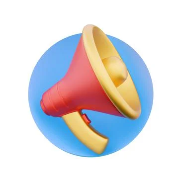 3d render Gold Megaphone Isolated on White Background. Portable Golden Bullhorn 스톡 일러스트