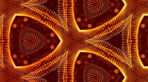 3d render. Gold motion design background with symmetrical pattern. Abstract sci Illustrazione stock